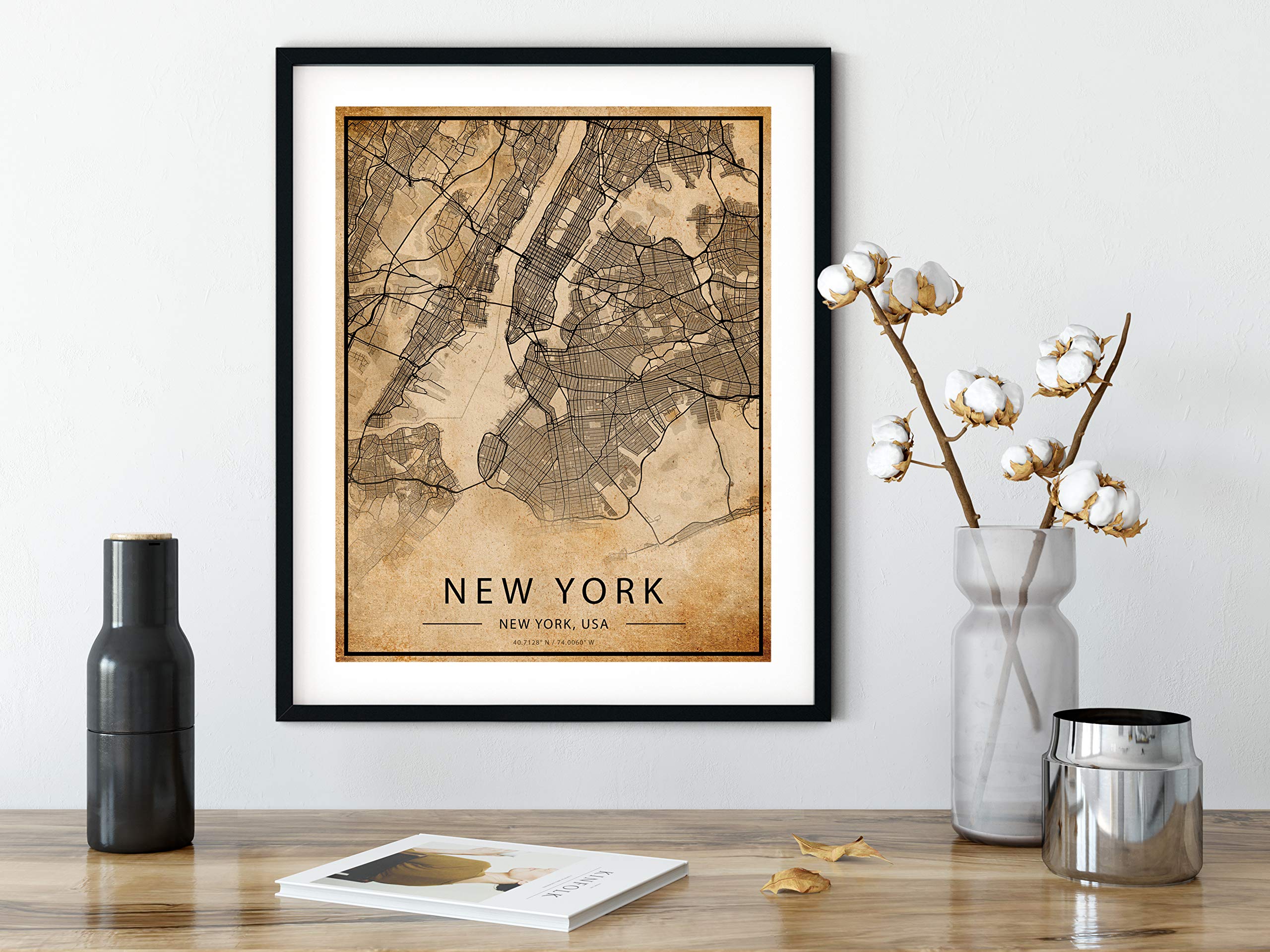 Amazon.com: New York Map Vintage Style Poster Print | 11